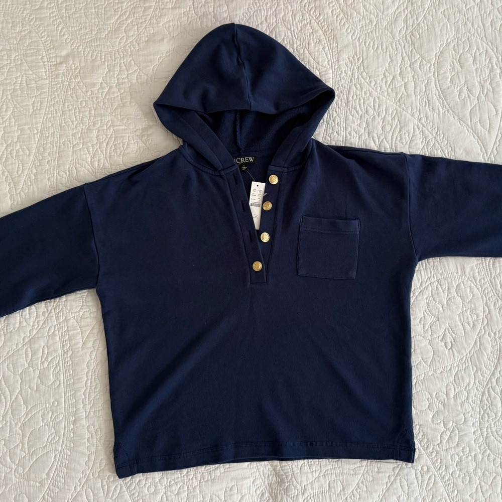 J. Crew French Terry hooded sweatshirt blue size small